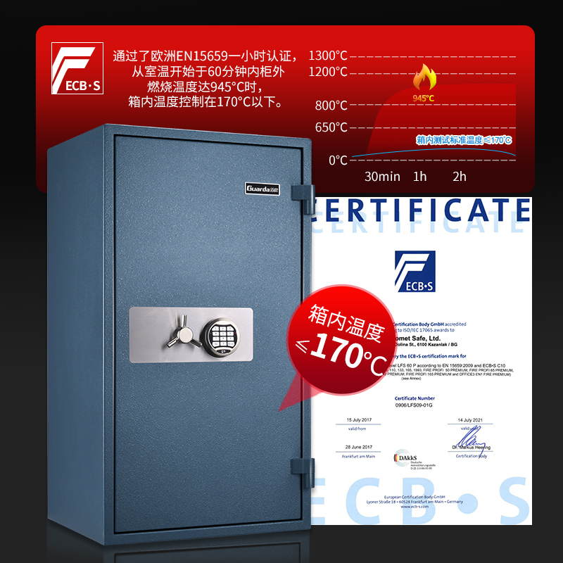 歐標(biāo)EN防火防盜認(rèn)證B級(jí)家用辦公保險(xiǎn)柜Garant 95